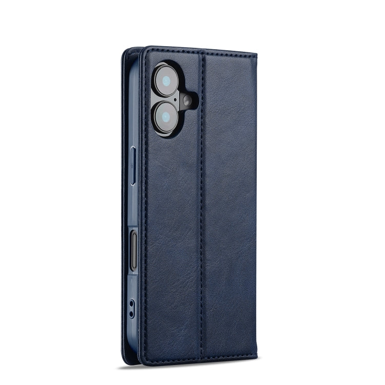 For iPhone 16 Plus LC.IMEEKE RFID Anti-theft Leather Phone Case(Blue)