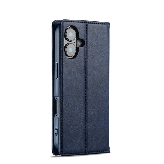 For iPhone 16 Plus LC.IMEEKE RFID Anti-theft Leather Phone Case(Blue)