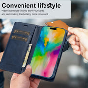 For iPhone 16 Plus LC.IMEEKE RFID Anti-theft Leather Phone Case(Blue)