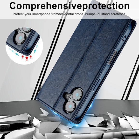 For iPhone 16 Plus LC.IMEEKE RFID Anti-theft Leather Phone Case(Blue)