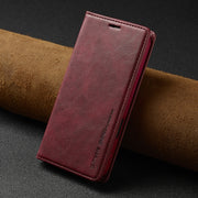 For iPhone 16 Plus LC.IMEEKE RFID Anti-theft Leather Phone Case(Red)