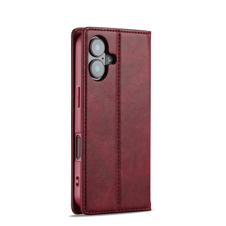 For iPhone 16 Plus LC.IMEEKE RFID Anti-theft Leather Phone Case(Red)