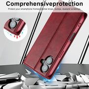 For iPhone 16 Plus LC.IMEEKE RFID Anti-theft Leather Phone Case(Red)