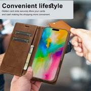 For iPhone 16 Plus LC.IMEEKE RFID Anti-theft Leather Phone Case(Brown)