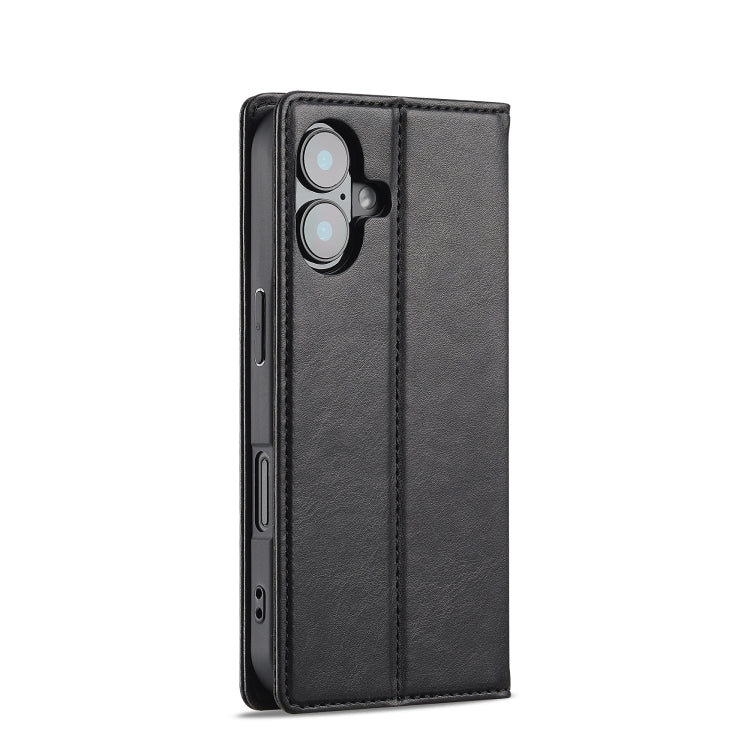 For iPhone 16 LC.IMEEKE RFID Anti-theft Leather Phone Case(Black)