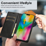 For iPhone 16 LC.IMEEKE RFID Anti-theft Leather Phone Case(Black)