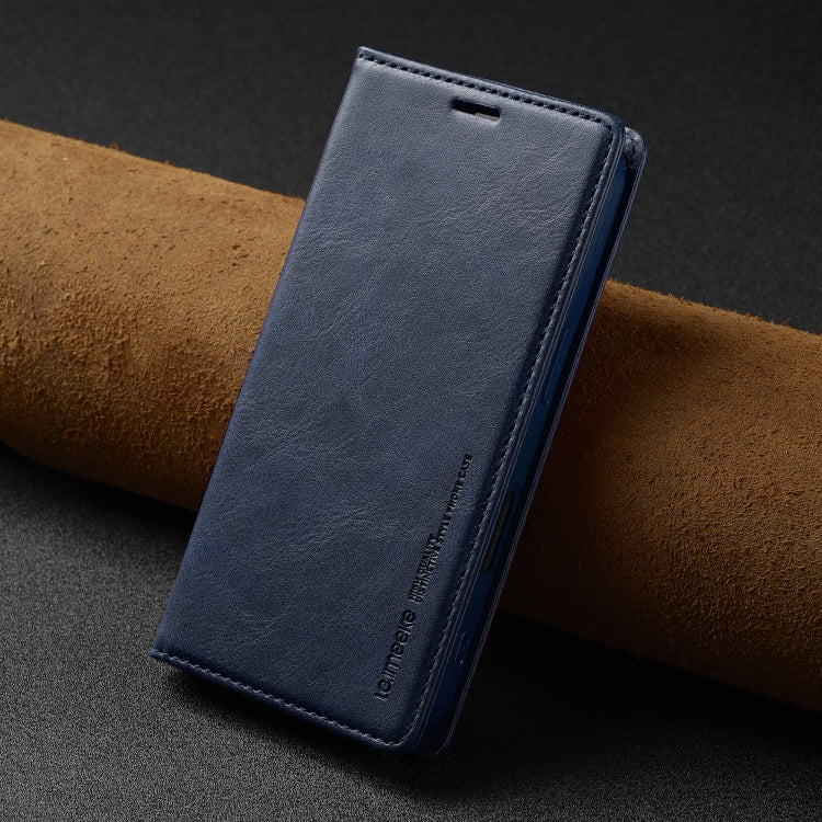 For iPhone 16 LC.IMEEKE RFID Anti-theft Leather Phone Case(Blue)