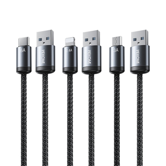 WK WDC-32i Raython Gen2 1m 2.4A USB to 8 Pin Fast Charging Data Cable(Black)