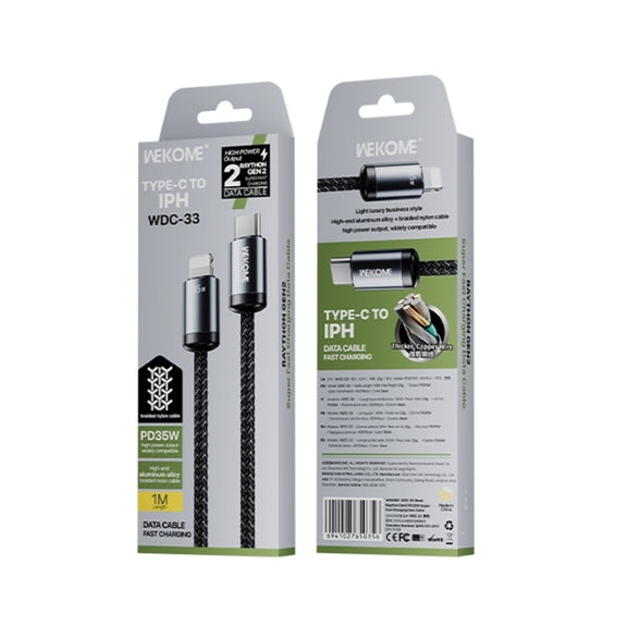 WK WDC-33 Raython Gen2 1m PD35W Type-C to 8 Pin Fast Charging Data Cable(Black)
