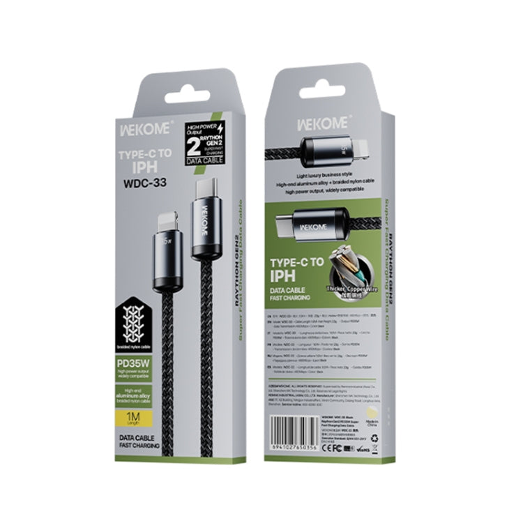 WK WDC-33 Raython Gen2 1m PD35W Type-C to 8 Pin Fast Charging Data Cable(Black)