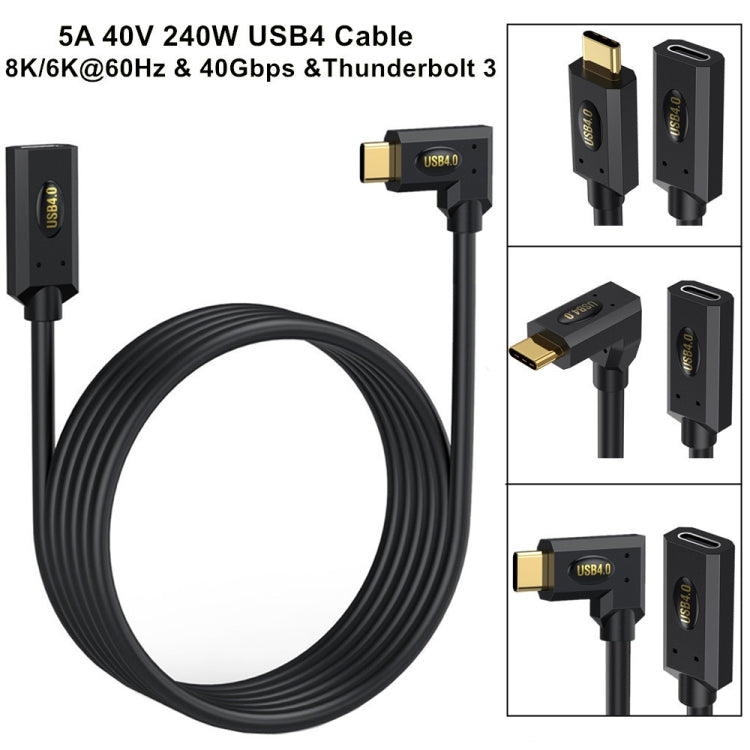 240W USB-C / Type-C Male to Female Multi-function Elbow USB 4.0 Data Extension Cable, Length:1m