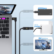240W USB-C / Type-C Male to Female Multi-function Elbow USB 4.0 Data Extension Cable, Length:1m