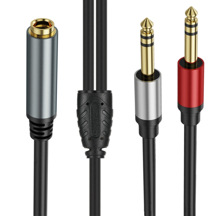 1m Gold Plated 6.35mm Female to 2 x 6.35mm Male Stereo Audio Adapter Y Splitter Cable(Black)