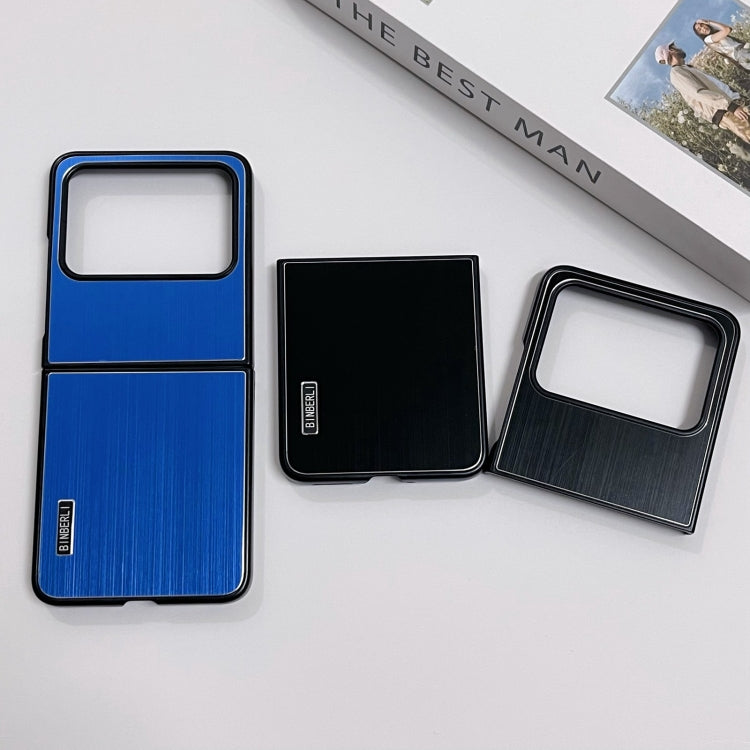 For Motorola Moto Razr 50 2024 PC Hybrid Aluminum Alloy Brushed Shockproof Phone Case(Blue)