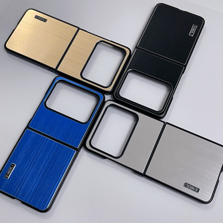 For Motorola Moto Razr 50 2024 PC Hybrid Aluminum Alloy Brushed Shockproof Phone Case(Blue)