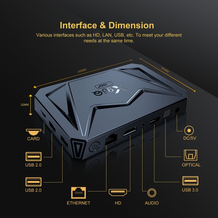 X96Q Pro+ Cortex-A55 Android 14 Octa-core CPU 4K HD Internet Set-top Box, RAM:4GB+32GB(UK Plug)