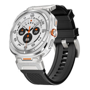 For Samsung Galaxy Watch Ultra 47mm / Ultra 2025 Silver Steel Buckle Rubber Quick Release Watch Band(Black)