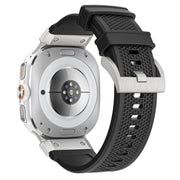 For Samsung Galaxy Watch Ultra 47mm / Ultra 2025 Silver Steel Buckle Rubber Quick Release Watch Band(Black)