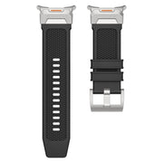 For Samsung Galaxy Watch Ultra 47mm / Ultra 2025 Silver Steel Buckle Rubber Quick Release Watch Band(Black)