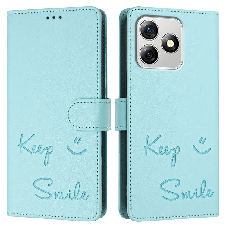 For Ulefone Note 18 Ultra 5G Smile Embossing RFID Leather Phone Case(Mint Green)