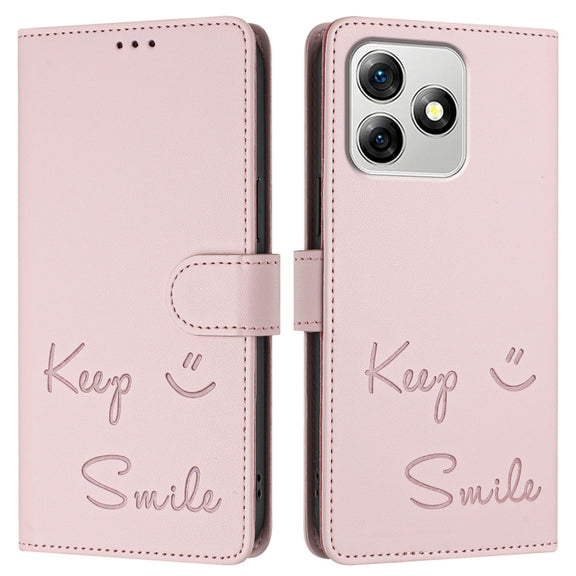 For Ulefone Note 18 Ultra 5G Smile Embossing RFID Leather Phone Case(Pink)