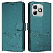 For Ulefone Note 18 Ultra 5G Smile Embossing RFID Leather Phone Case(Peacock Green)