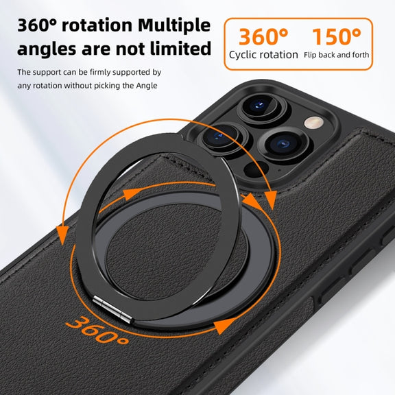 For iPhone 16 Pro Max Yashi 360 Degree Rotating MagSafe Holder Phone Case(Black)