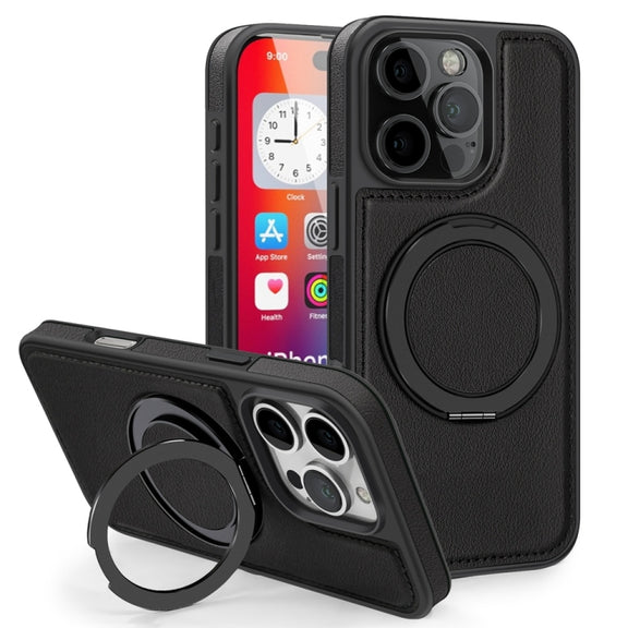 For iPhone 16 Pro Yashi 360 Degree Rotating MagSafe Holder Phone Case(Black)