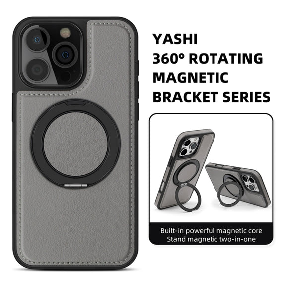 For iPhone 16 Plus Yashi 360 Degree Rotating MagSafe Holder Phone Case(Grey)