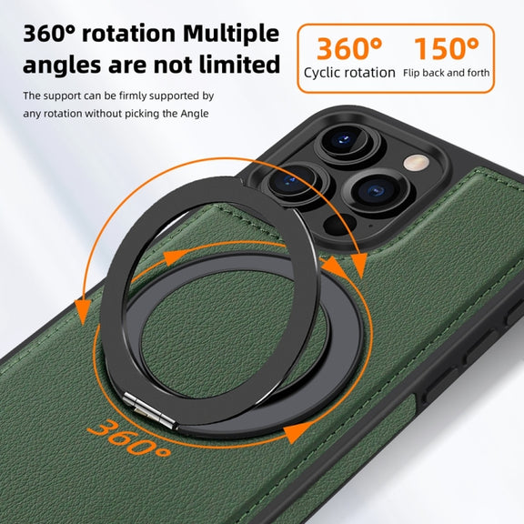 For iPhone 16 Plus Yashi 360 Degree Rotating MagSafe Holder Phone Case(Dark Green)