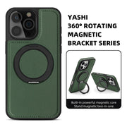 For iPhone 16 Plus Yashi 360 Degree Rotating MagSafe Holder Phone Case(Dark Green)