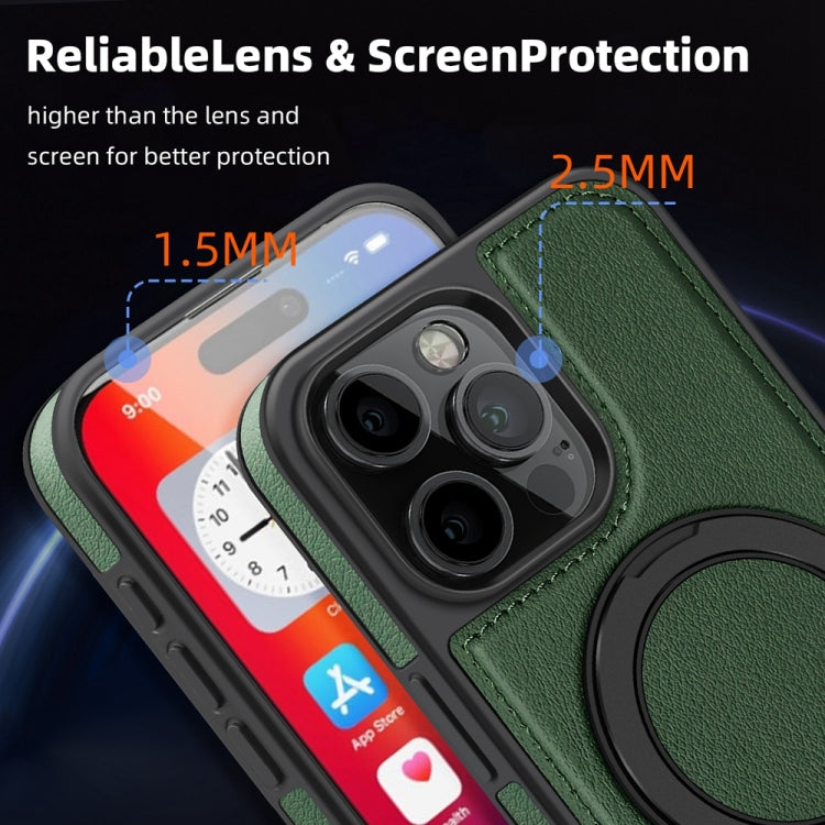 For iPhone 16 Plus Yashi 360 Degree Rotating MagSafe Holder Phone Case(Dark Green)