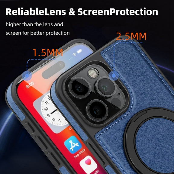 For iPhone 16 Plus Yashi 360 Degree Rotating MagSafe Holder Phone Case(Blue)