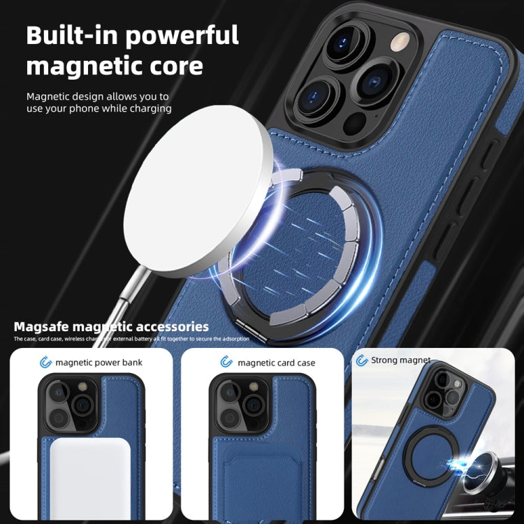 For iPhone 16 Plus Yashi 360 Degree Rotating MagSafe Holder Phone Case(Blue)