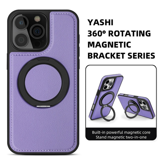For iPhone 16 Plus Yashi 360 Degree Rotating MagSafe Holder Phone Case(Purple)