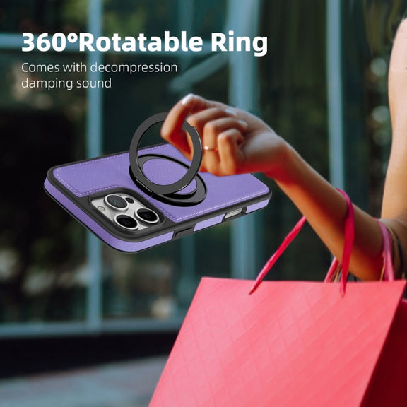 For iPhone 16 Plus Yashi 360 Degree Rotating MagSafe Holder Phone Case(Purple)