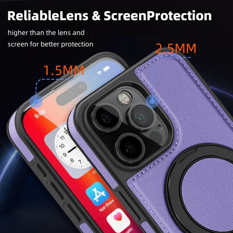 For iPhone 16 Plus Yashi 360 Degree Rotating MagSafe Holder Phone Case(Purple)