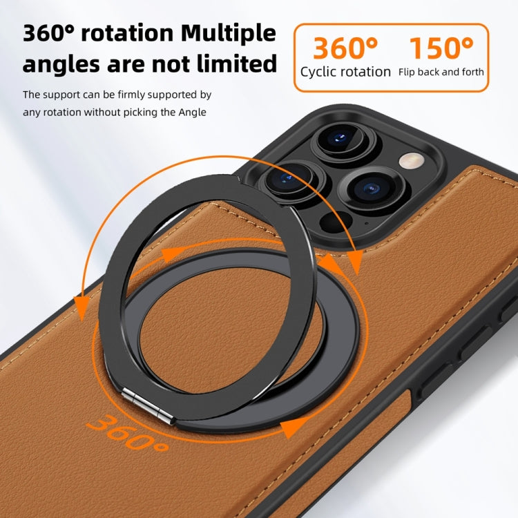 For iPhone 16 Plus Yashi 360 Degree Rotating MagSafe Holder Phone Case(Brown)
