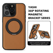 For iPhone 16 Plus Yashi 360 Degree Rotating MagSafe Holder Phone Case(Brown)