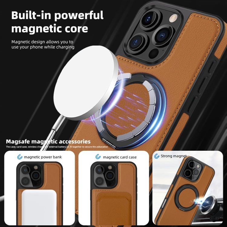 For iPhone 16 Plus Yashi 360 Degree Rotating MagSafe Holder Phone Case(Brown)