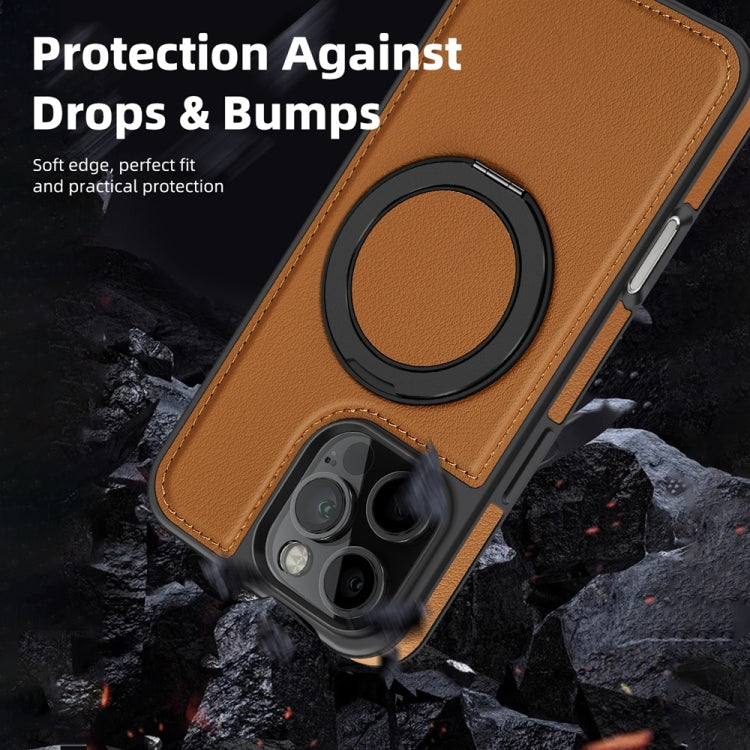 For iPhone 16 Plus Yashi 360 Degree Rotating MagSafe Holder Phone Case(Brown)