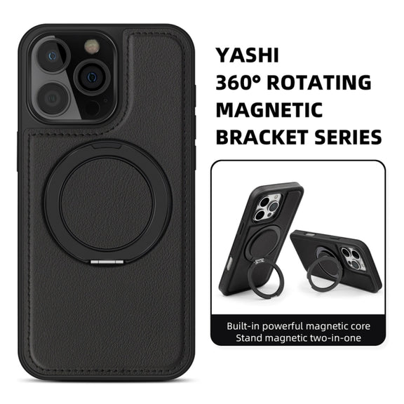 For iPhone 16 Plus Yashi 360 Degree Rotating MagSafe Holder Phone Case(Black)