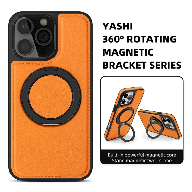 For iPhone 16 Plus Yashi 360 Degree Rotating MagSafe Holder Phone Case(Orange)