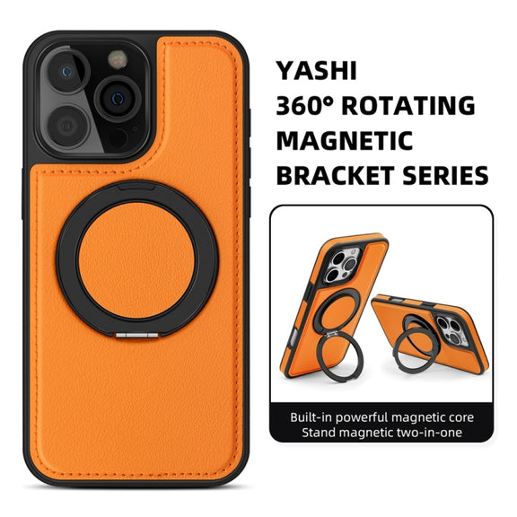 For iPhone 16 Plus Yashi 360 Degree Rotating MagSafe Holder Phone Case(Orange)