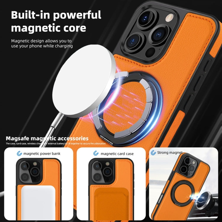 For iPhone 16 Plus Yashi 360 Degree Rotating MagSafe Holder Phone Case(Orange)
