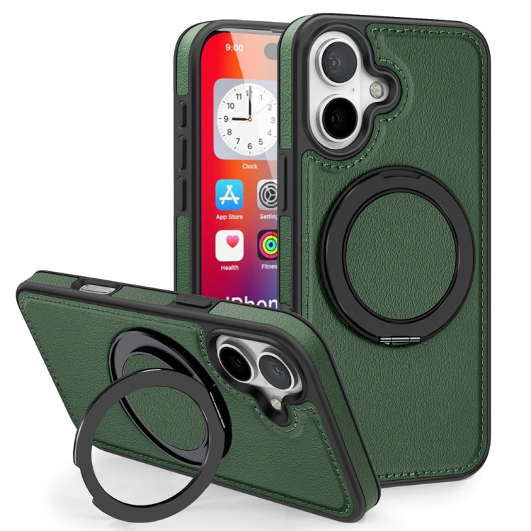 For iPhone 16 Yashi 360 Degree Rotating MagSafe Holder Phone Case(Dark Green)