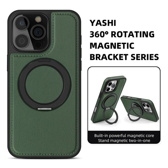 For iPhone 16 Yashi 360 Degree Rotating MagSafe Holder Phone Case(Dark Green)
