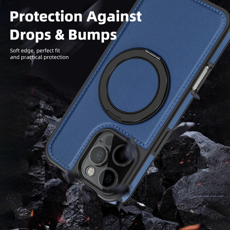 For iPhone 16 Yashi 360 Degree Rotating MagSafe Holder Phone Case(Blue)