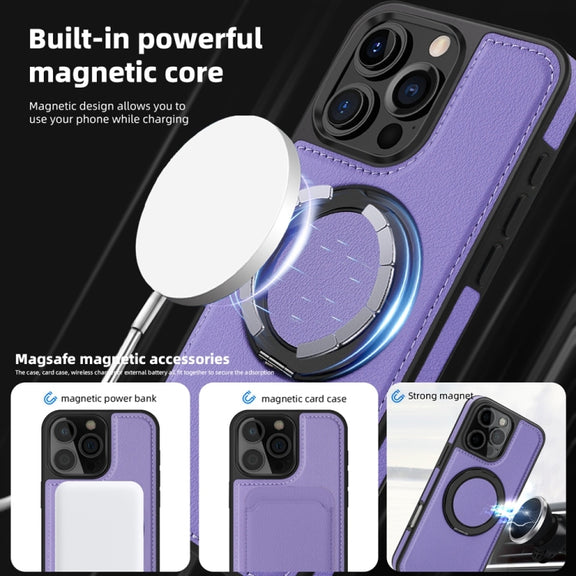 For iPhone 16 Yashi 360 Degree Rotating MagSafe Holder Phone Case(Purple)