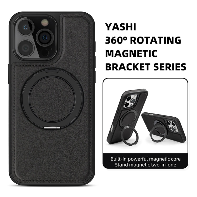 For iPhone 16 Yashi 360 Degree Rotating MagSafe Holder Phone Case(Black)